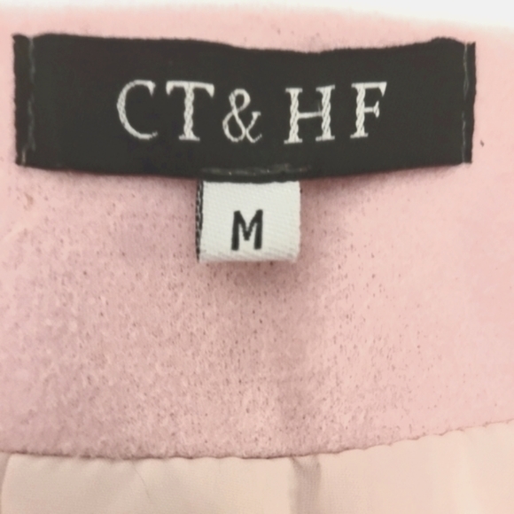 CT & HF Gorgeous Pink Coat Size Medium Ruffle Collar One Button Closure ๐ - Picture 5 of 6